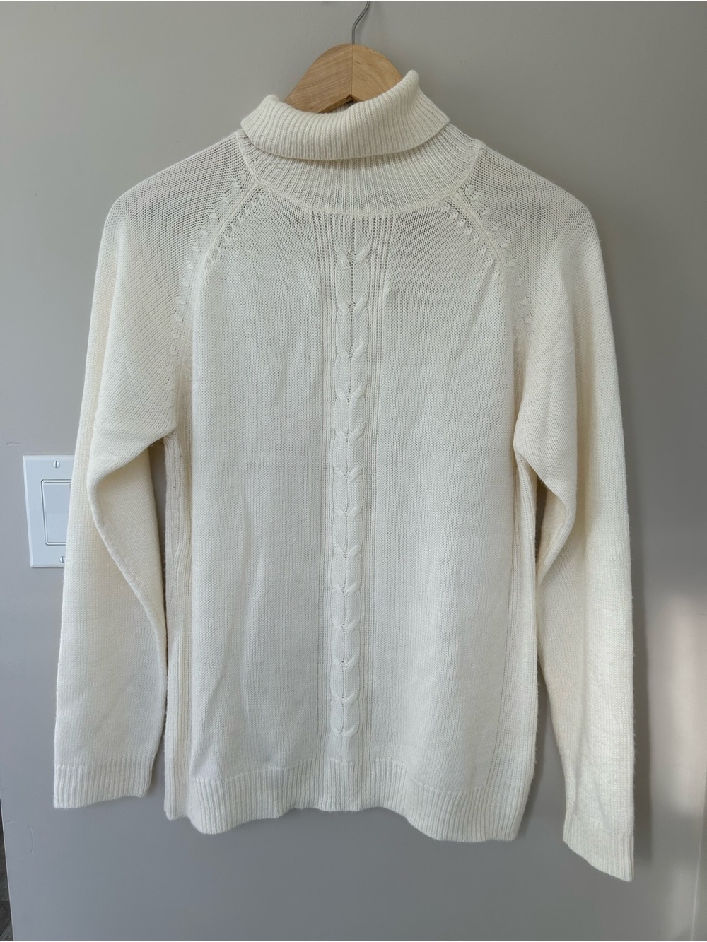 Jessica Cream Cable-Front Turtleneck Sweater